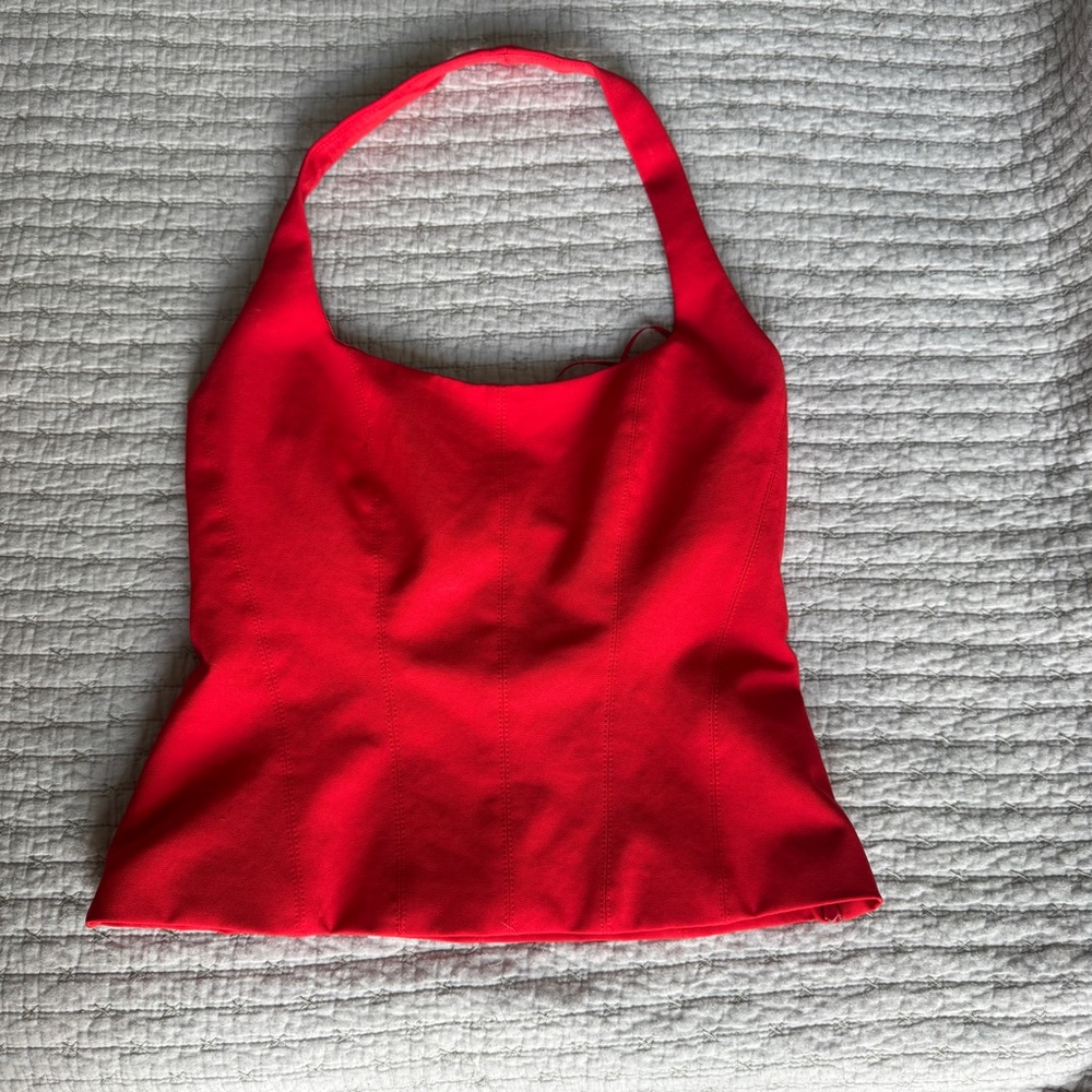 Zara Red Fitted Halter Camisole